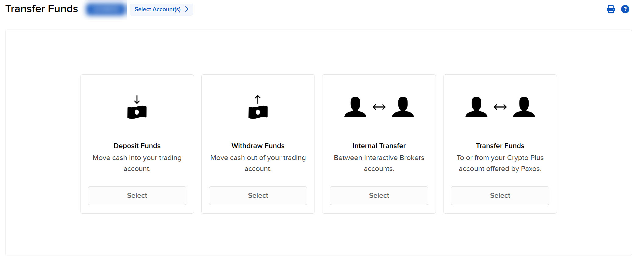 Image of the transfer funds panel in Portal. 